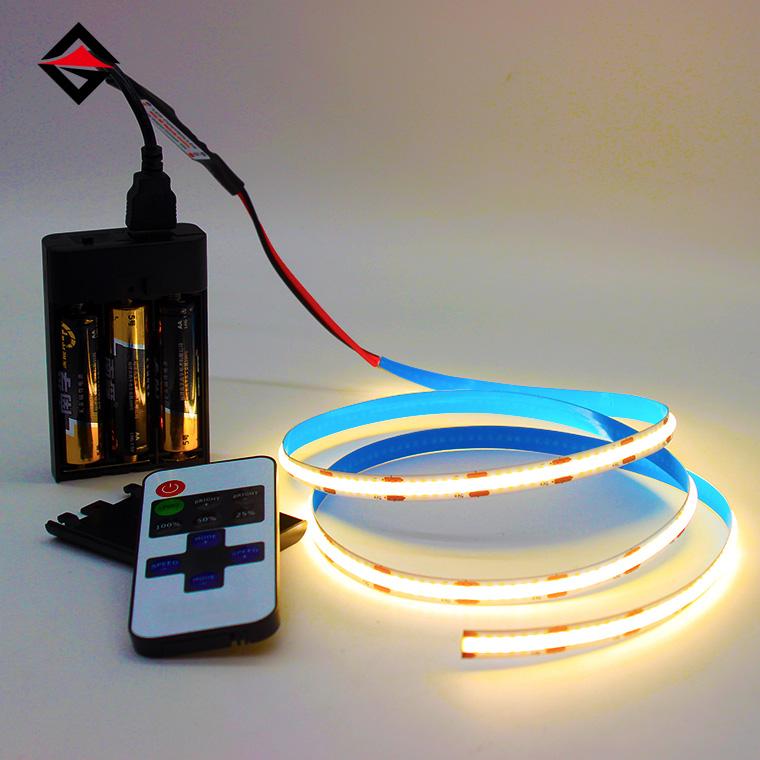 COB Light Strip med USB Controller Battery Box Set